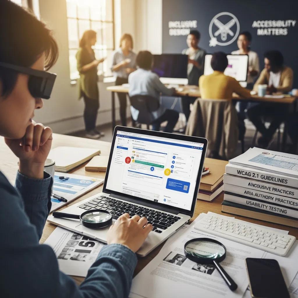 Person using a screen reader with accessibility tools in a web development context